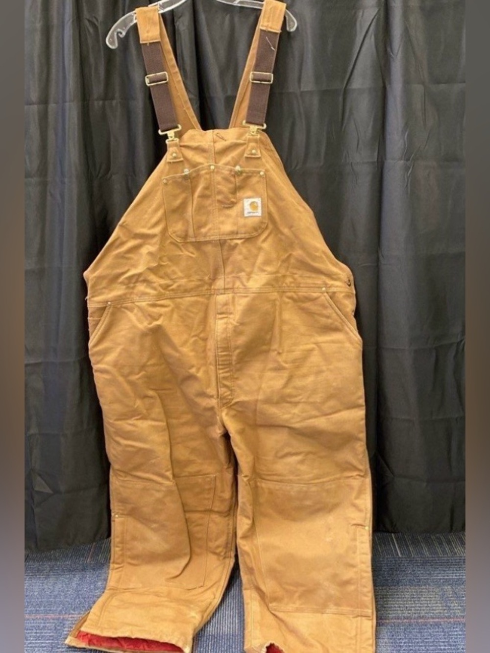 Carhartt Insulated Duck Bib Overalls | 56x30 | Brown Lined Workwear